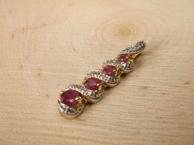 Gorg Gold Over Sterling Genuine Diamond Ruby Pend (1 of 1)