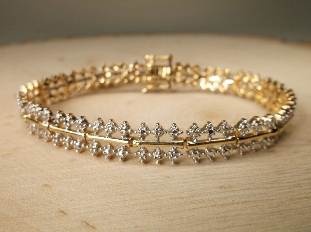 Gorgeous Gold Over Sterling Gen Diamond Bracelet (1 of 1)