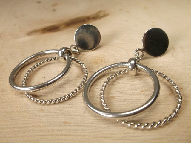 Gorgeous Heavy Sterling Silver Hoop Earrings (1 of 1)