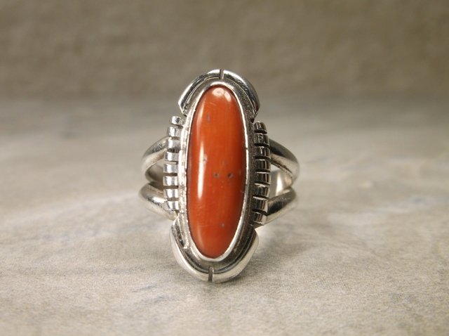 Gorgeous Navajo Sterling Red Coral Ring 7 TP (1 of 2)