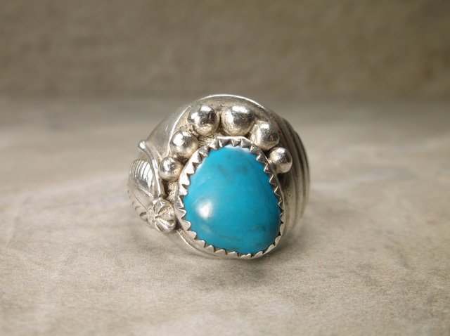 Gorgeous Mens Navajo Sterling Turquoise Ring 11 D (1 of 3)