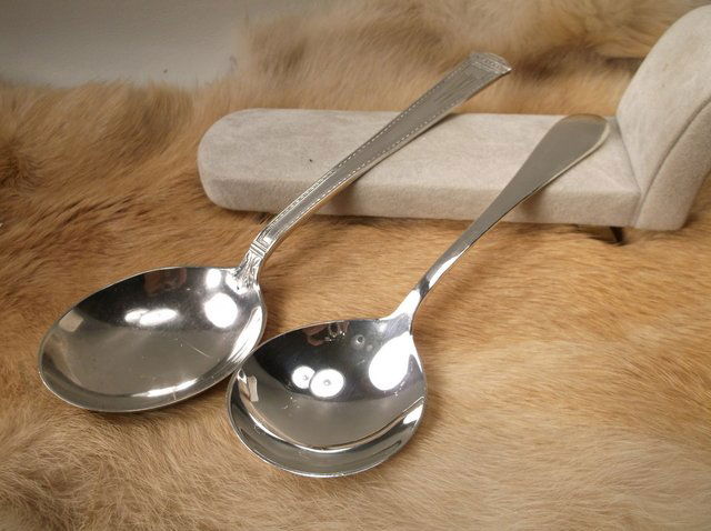 2 Large Heavy Sterling Silver Berry Spoons (1 of 3)