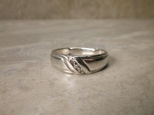 Sterling Silver 3 Genuine Diamond Mens Ring 10 (1 of 1)