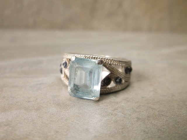 Sterling Silver Aquamarine Sapphire Ring 7.5 (1 of 1)