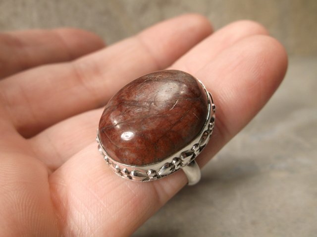 Gorgeous Sterling Silver Rainbow Jasper Ring 6.5 (1 of 1)