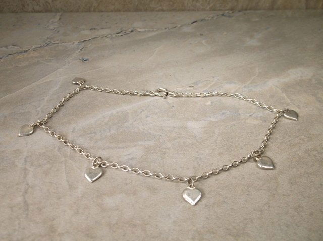 Gorgeous Sterling Silver Heart Anklet 10": :)