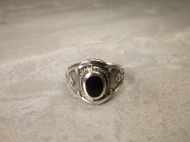 Gorgeous Sterling Silver Onyx Ring 6 Southwest (1 of 1)