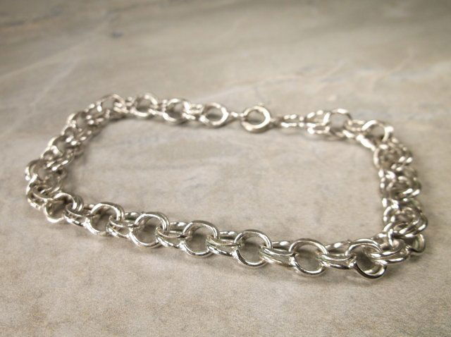 Gorgeous Heavy Antique Sterling Chain Bracelet (1 of 1)