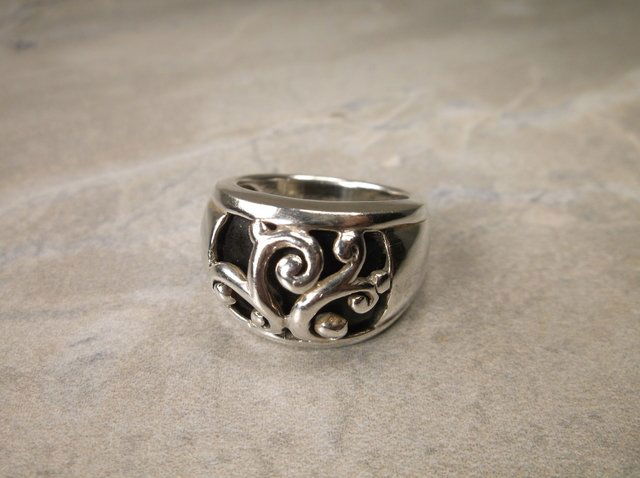 Gorgeous Sterling Silver Onyx Ring 7 Heavy (1 of 1)