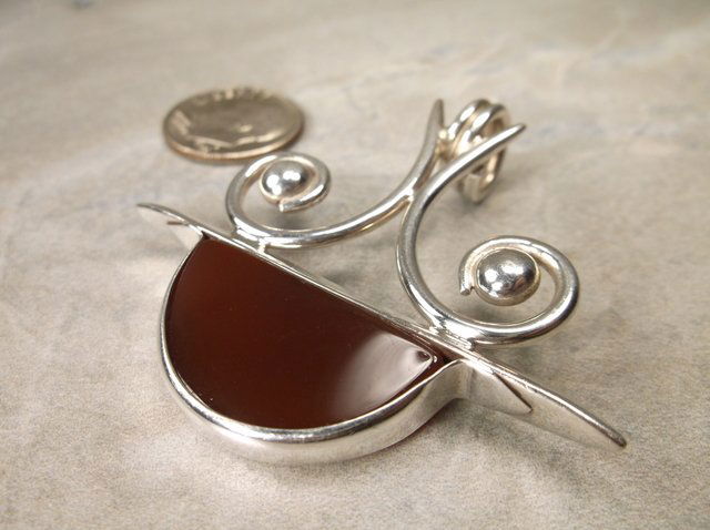 Gorgeous Heavy Sterling Silver Calcite Pendant Large (1 of 1)