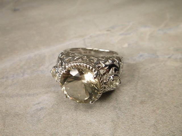 Stunning Sterling Genuine 5ct Citrine Ring 7: stunning huge genuine 5 carat citrine solitaire