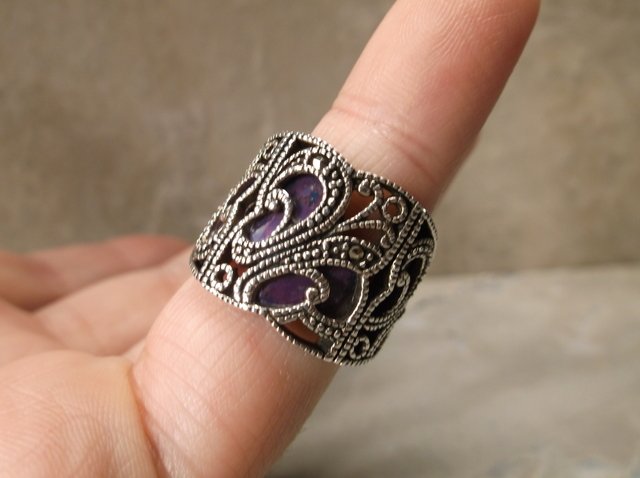Gorgeous Sterling Silver Purple Turquoise Ring 6 (1 of 2)