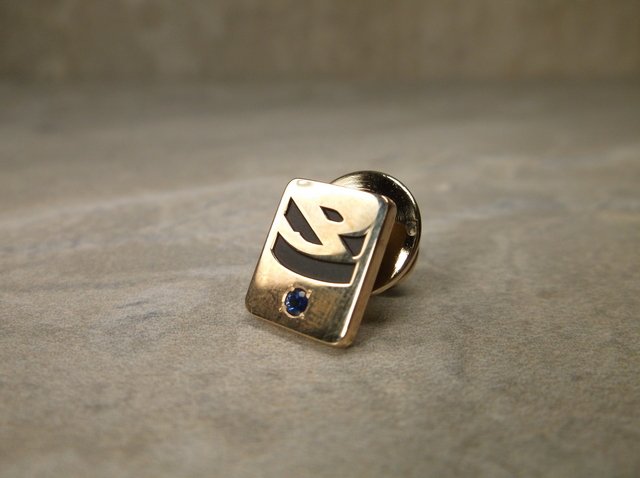 Beautiful Thick 10kt Gold Sapphire Pin (1 of 2)