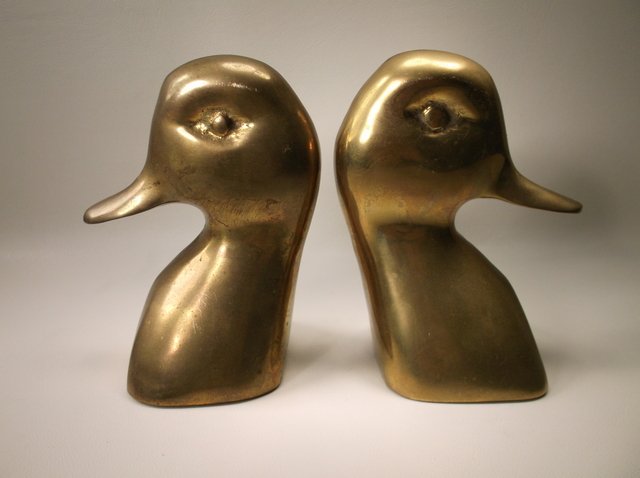 Heavy Brass Duck Bookends (1 of 2)