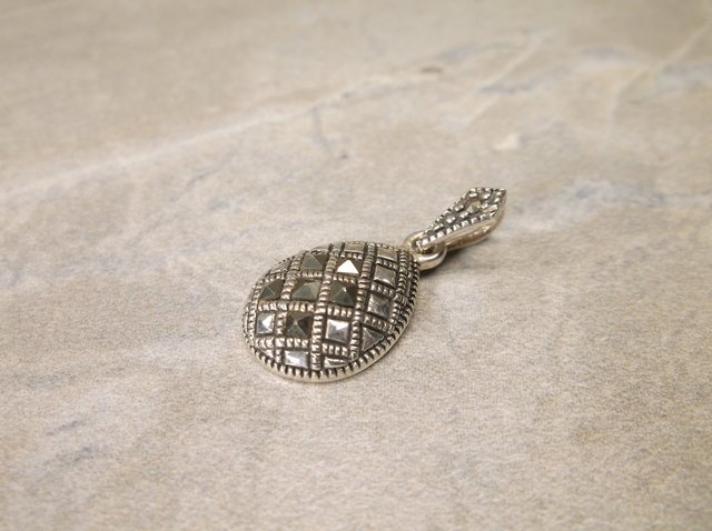 Gorgeous Sterling Silver Marcasite Pendant: .