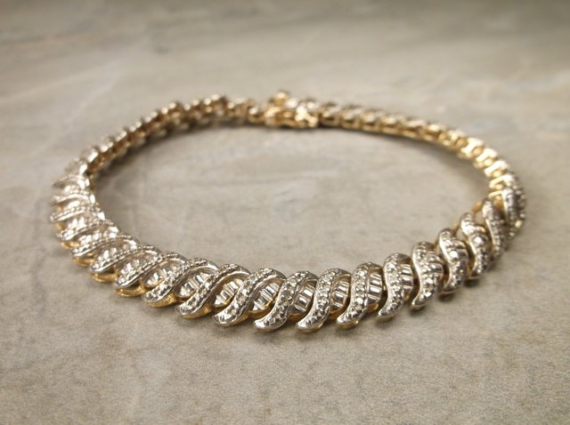 Gorg Heavy Gold Over Sterling Gen Diamond Bracelet 7.5" (1 of 1)