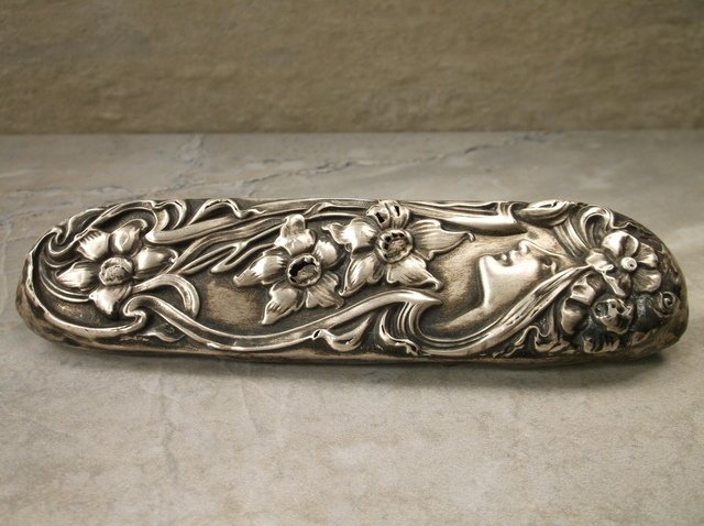 Large Antique Sterling Silver Lady Brush Cover 1800s (1 of 5)