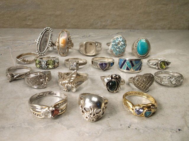 20 Sterling Silver Ring Lot Diamond Turquoise Etc 105g (1 of 4)