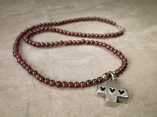 Gorgeous Sterling Silver Amber Cross Necklace (1 of 1)