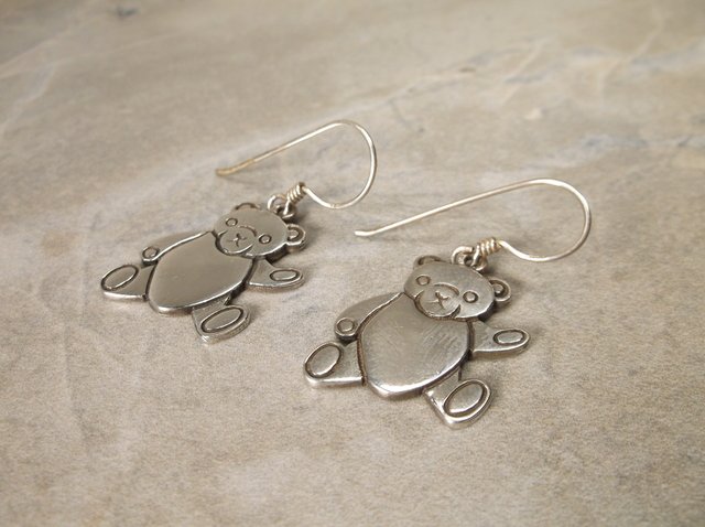 Gorgeous Sterling Silver Teddy Bear Earrings (1 of 1)