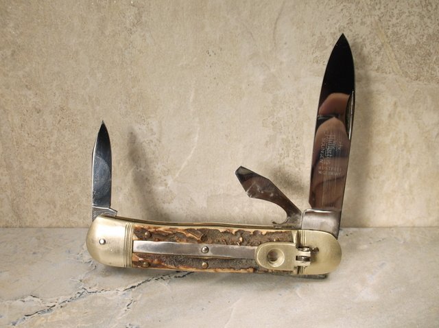 Rare New Hubertus Camper Stag Pocket Knife Lever (1 of 6)