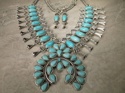 Stunning Huge Southwestern Necklace & Earrings: stunning huge heavy set, excellent condition, gorgeous!