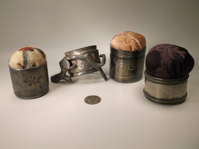 Antique Sterling & More Napkin Ring & Pin Cushion: (: