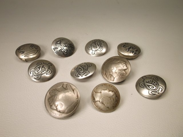 Navajo + Buffalo Nickel + Silver Dime Button Covers (1 of 2)
