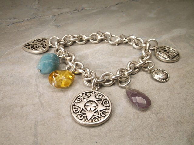 Genuine Gemstone Charm Bracelet (1 of 1)