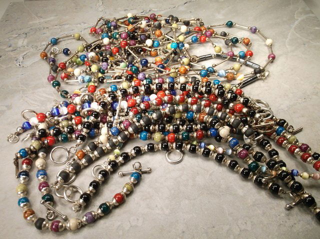 Huge Sterling Gemstone Bracelet Necklace Lot 376g (1 of 3)