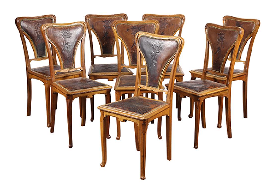 (Lot of 8) Art Nouveau Jugendstil white oak dining (1 of 9)