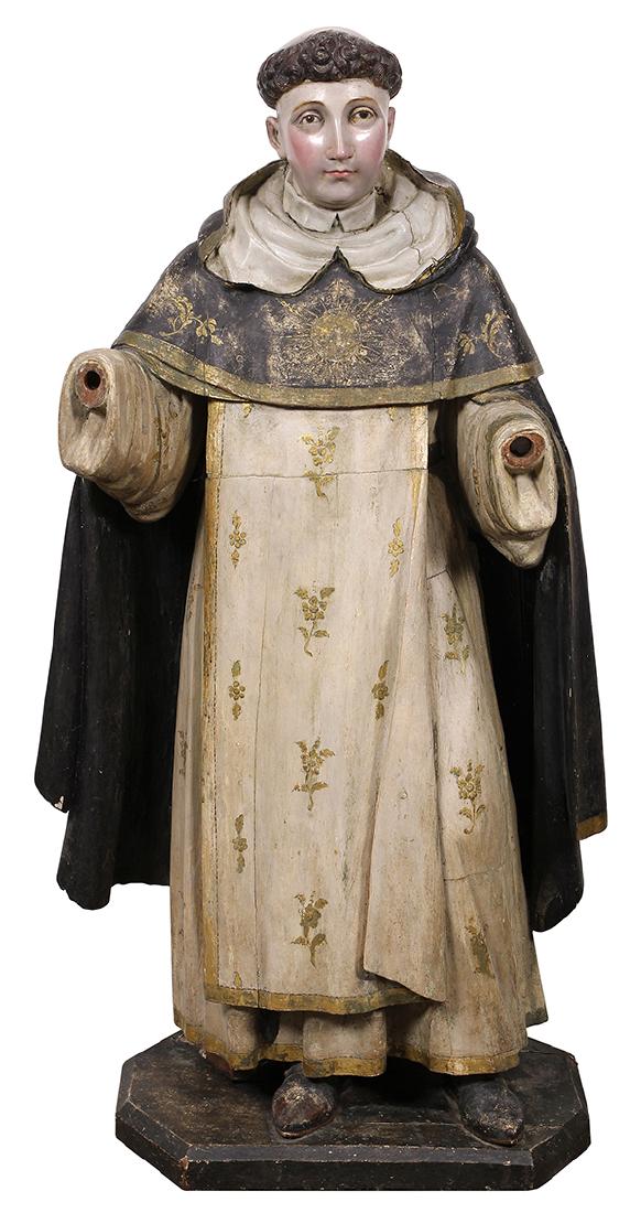 Spanish Colonial polychrome decorated and carved Santos (1 of 5)