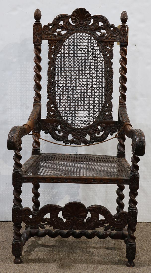 English walnut armchair circa 1680, the highly carved (1 of 6)