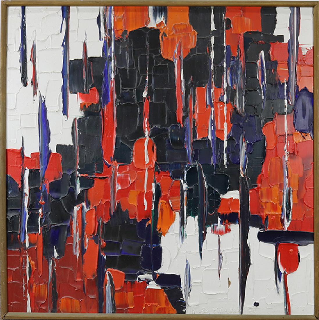 Painting, Alex Primeau: Alex Primeau (Canadian, 20th century), Hommage to Clyfford Still, oil on board, signed lower right, sight: 47.5"h x 47"w, overall (with frame): 49"h x 49"w