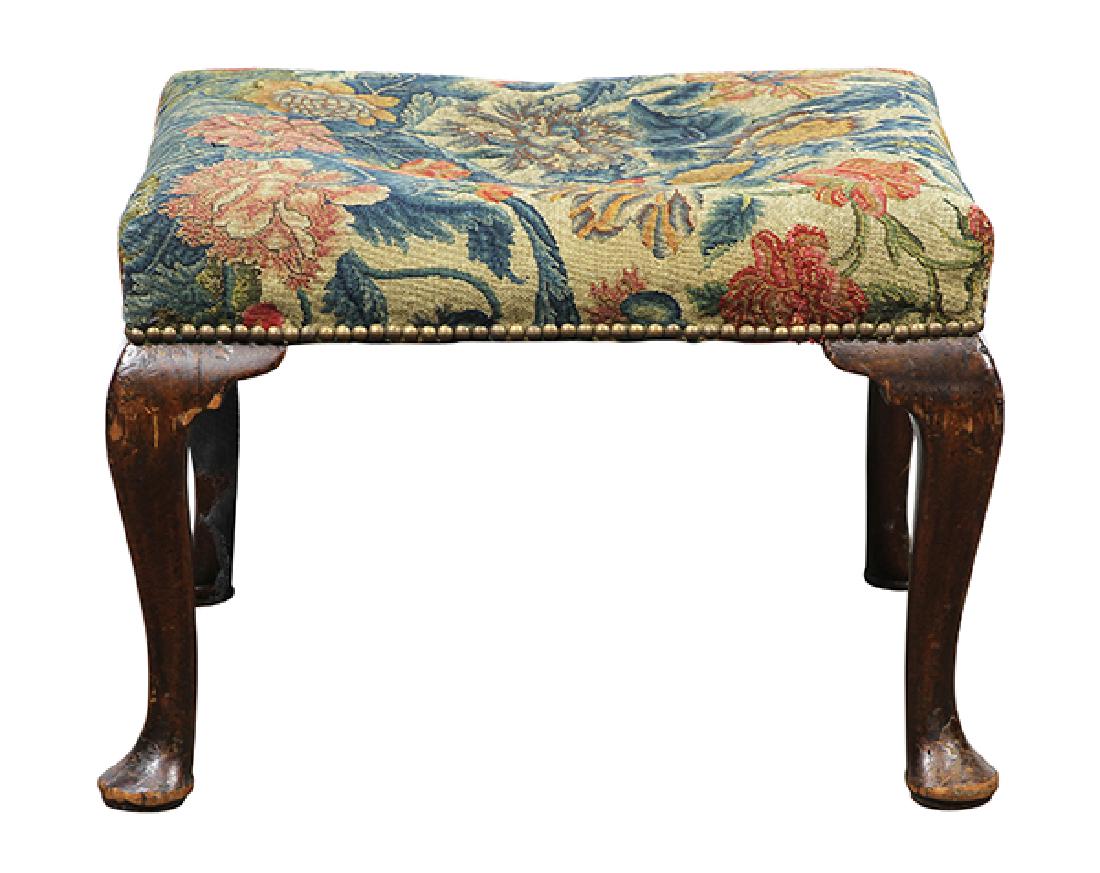 Queen Anne needlepoint upholstered ottoman circa 1770, (1 of 3)