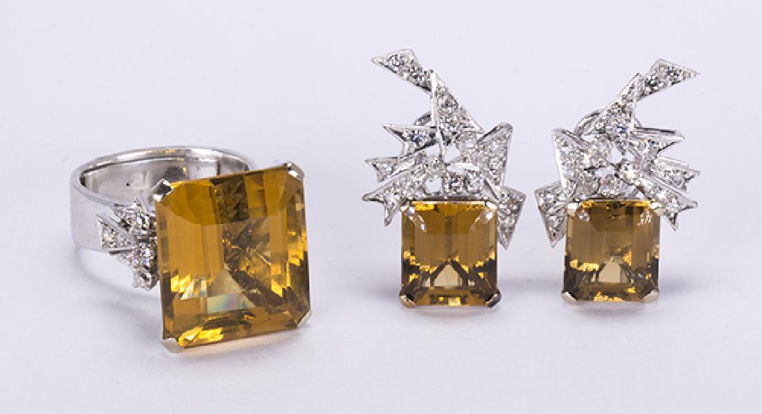 Citrine, diamond, 14k white gold jewelry suite (1 of 4)