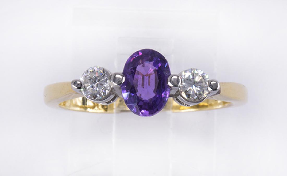 Purple sapphire, diamond, platinum and 18k yellow gold (1 of 3)