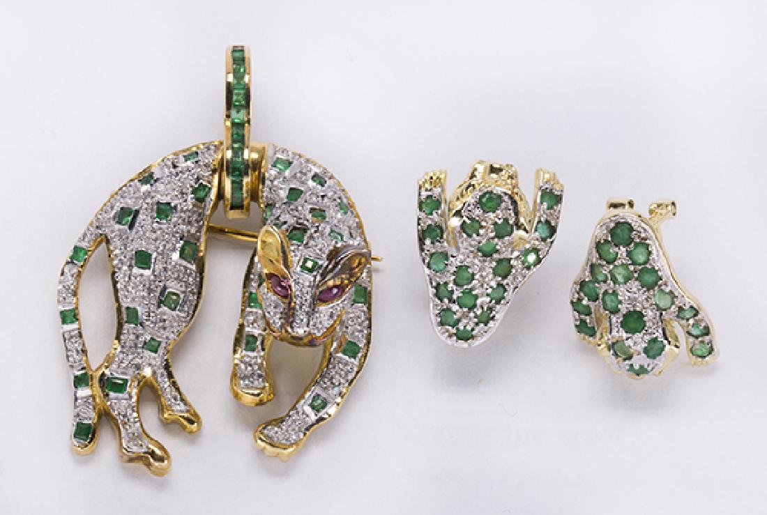Emerald, ruby, diamond and yellow gold leopard jewelry (1 of 9)