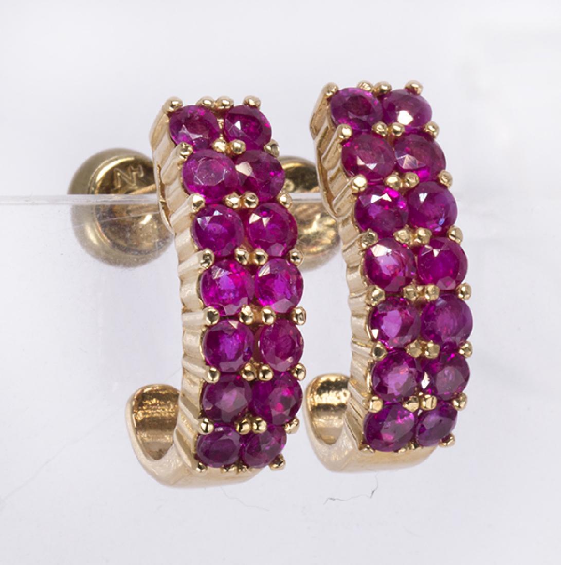 Pair of ruby and 14k yellow gold earrings (1 of 5)