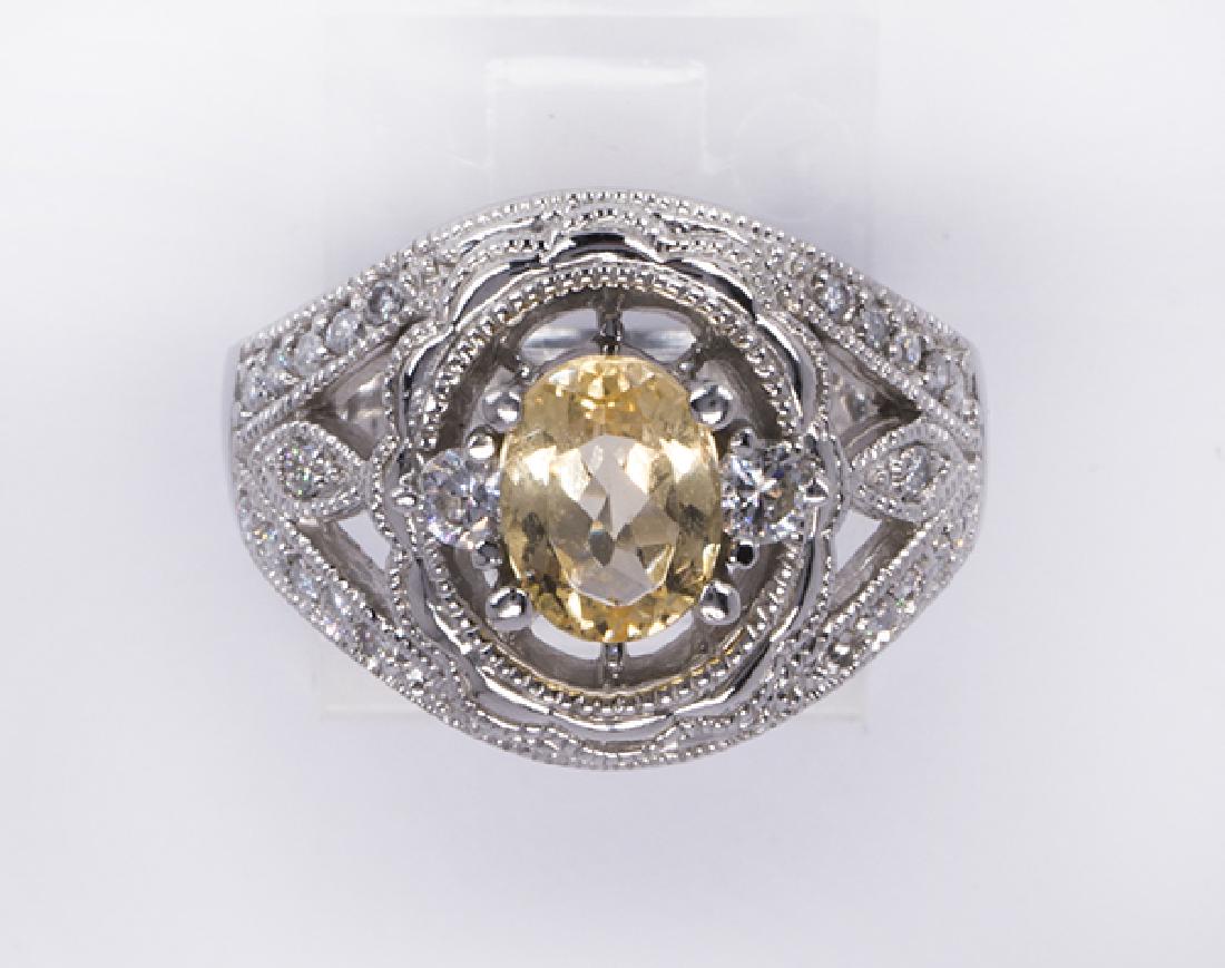 Topaz, diamond and platinum ring (1 of 3)