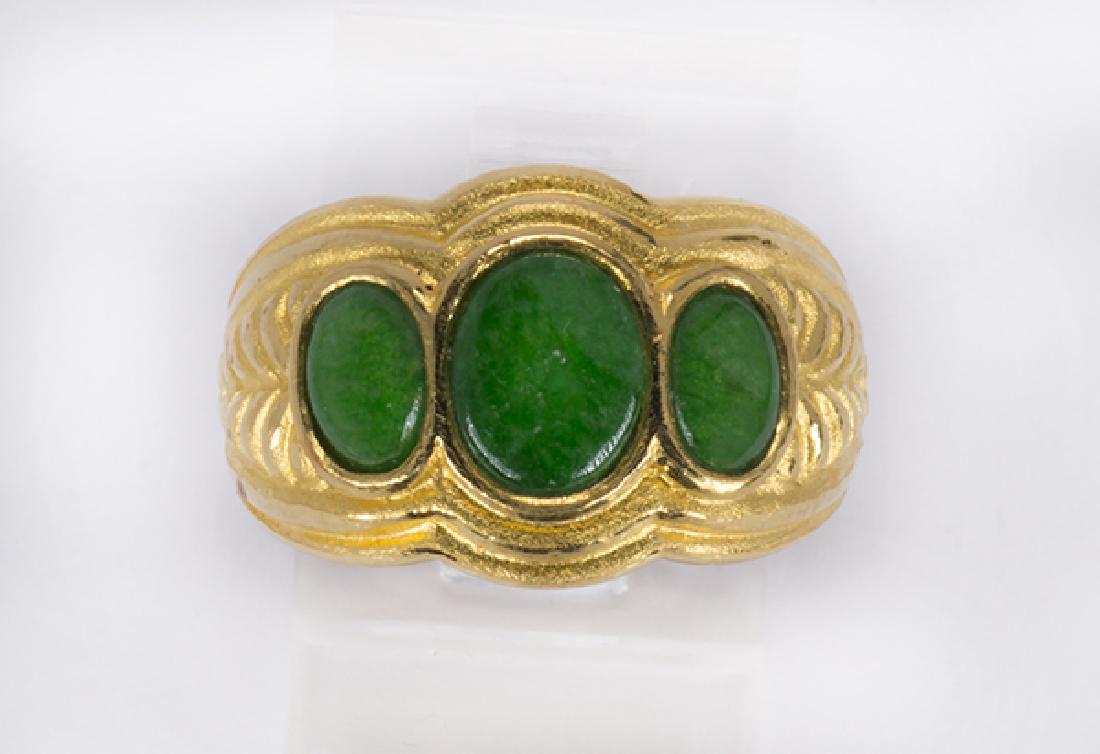 (Lot of 2) Jadeite and yellow gold rings (1 of 6)