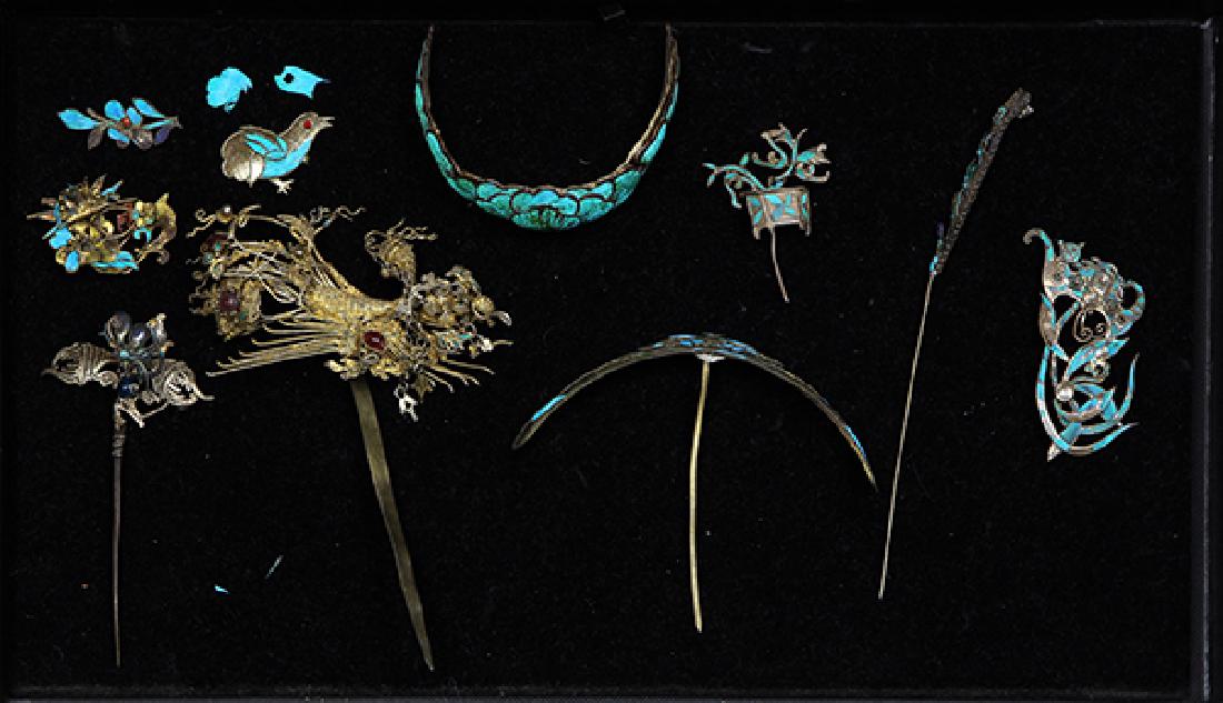 Chinese Kingfisher Feather Hairpins (1 of 10)
