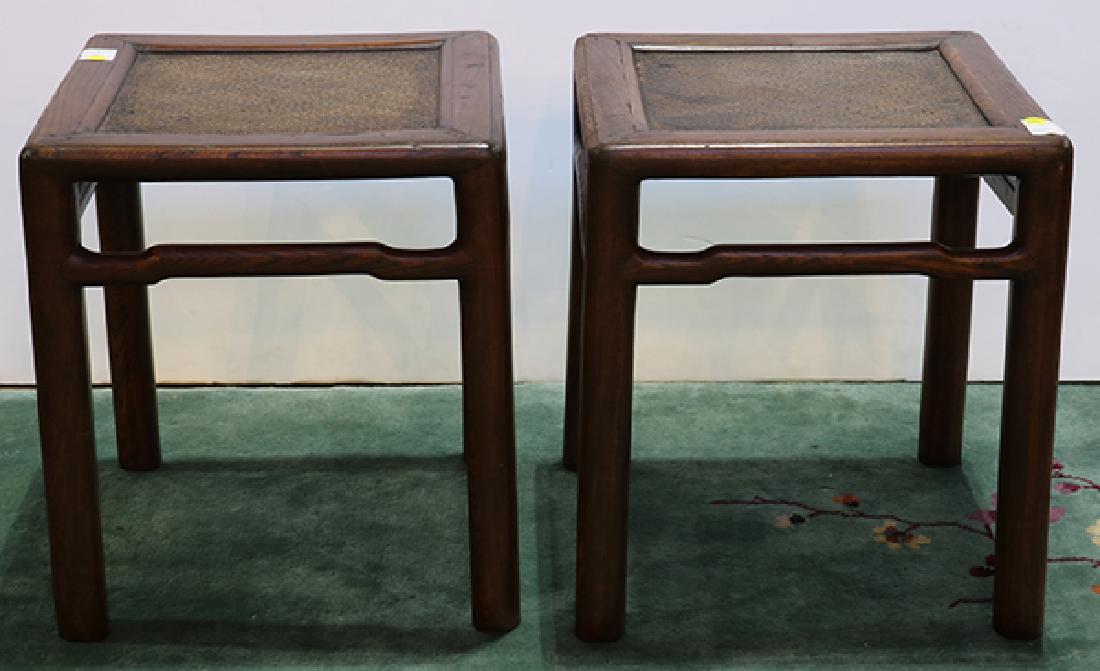 Chinese Wood Stools with Woven Tops (1 of 3)