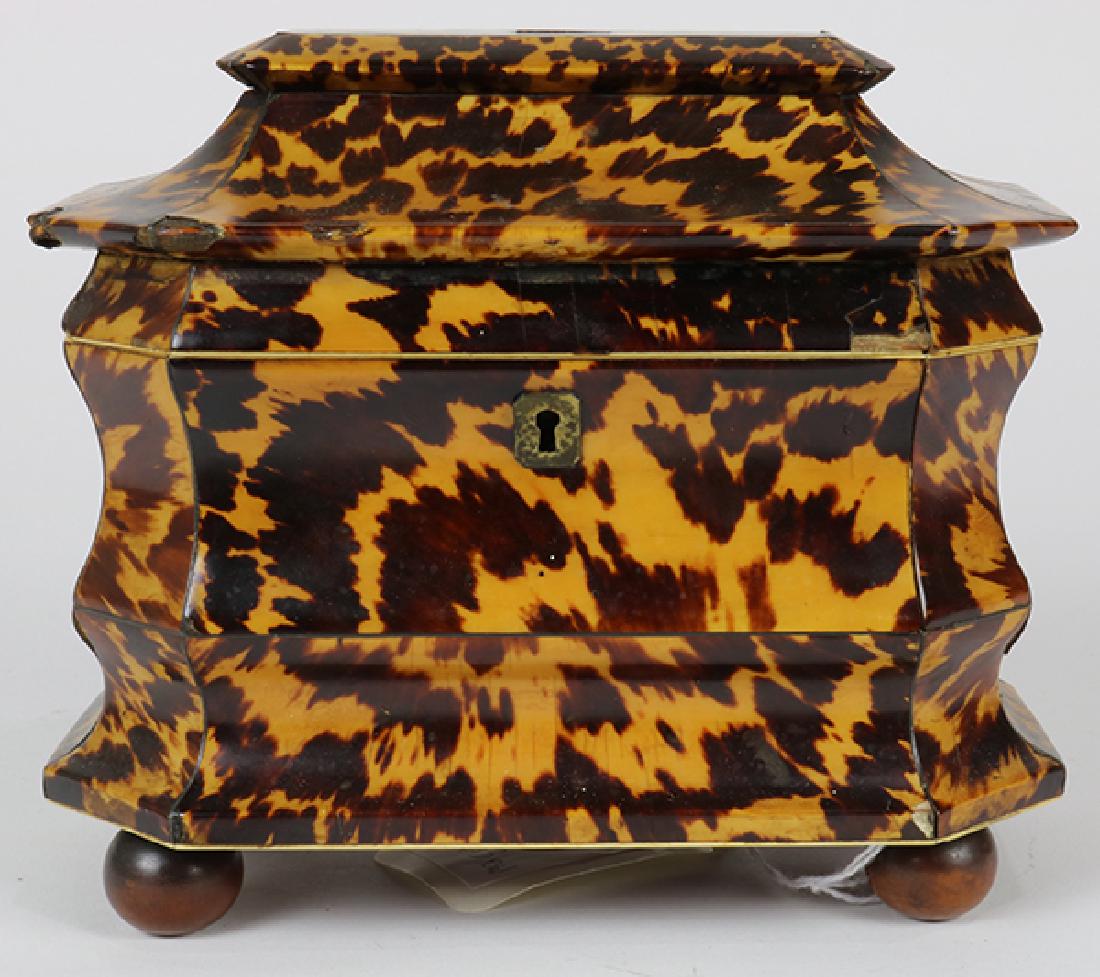 English Casket form tea caddy, having faux tortoise (1 of 1)