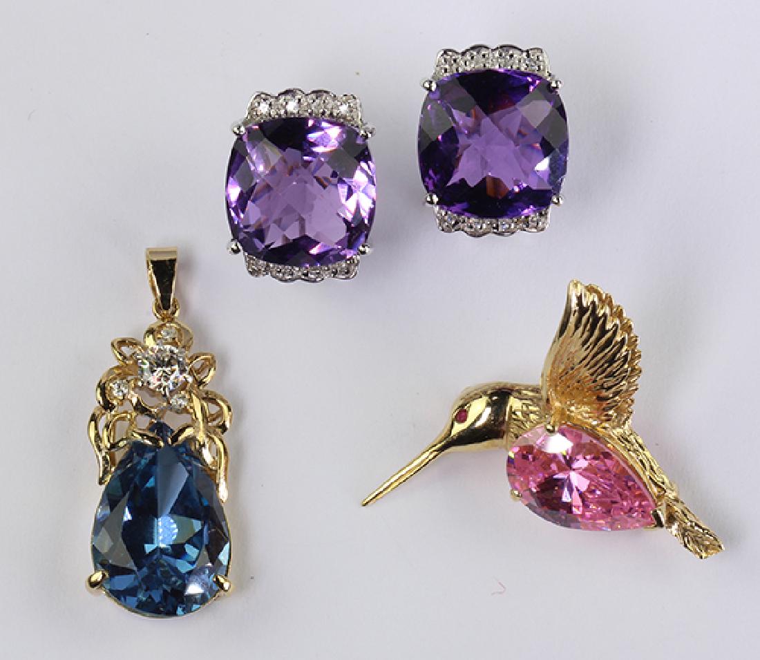 (Lot of 3) Multi-stone, diamond and gold jewelry (1 of 3)