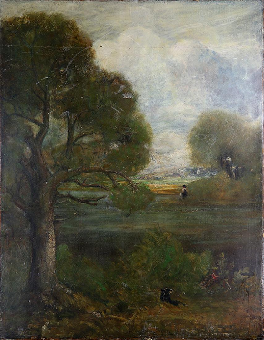 Painting, Follower of John Constable: Follower of John Constable (British, 1776-1837), A Wooded Landscape, oil on canvas, unsigned, canvas (unframed): 36"h x 28"w