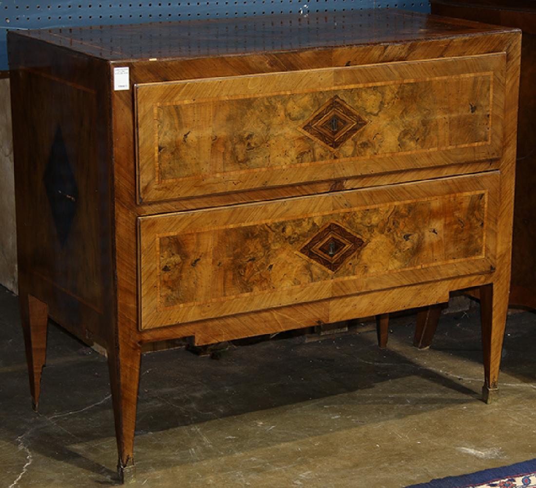 Continental inlaid chest of drawers, circa 1820, the (1 of 2)
