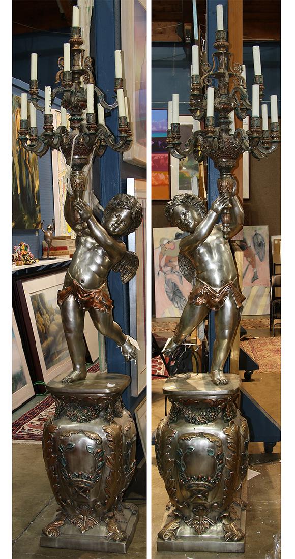 Pair of Classical style bronze silvered figural (1 of 3)