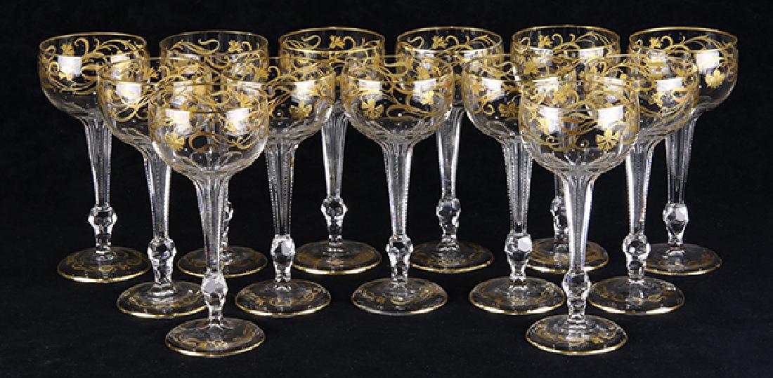 (lot of 13) Bohemian style partial gilt champagnes, (1 of 3)