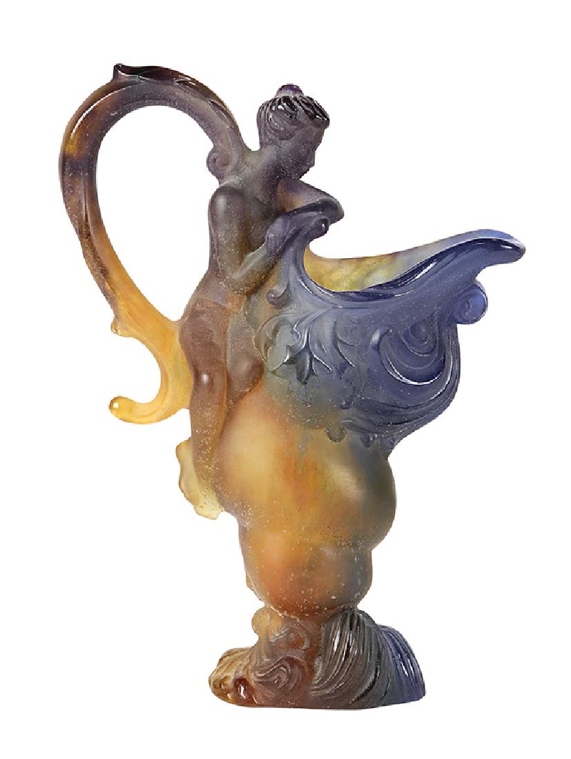Daum France pate-de-verre art glass "Mythologi" ewer, (1 of 7)